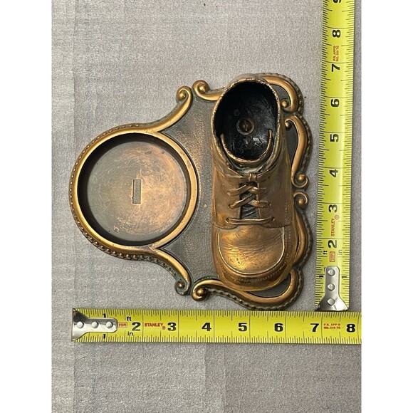 VTG Alice Ames Boston MA Bronze Baby Shoe Tray Pencil Coin Holder Desk Office - Picture 7 of 10